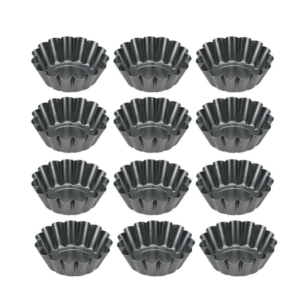 6/12pcs Steel Round Mini Cup Cake Muffin Cupcake Egg Tart Cases Baking Mould